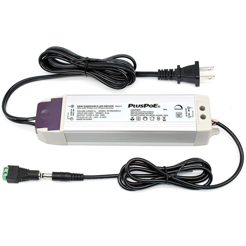 PLUSPOE LED Light Strip 50W Dimmable Driver(4.15A),Magnetic,110V AC to 12V DC Transformer,Low Voltage Power Supply,Compatible with Lutron and Leviton dimmer, for Kitchens, Cabinets, Bedrooms and More - Image 1